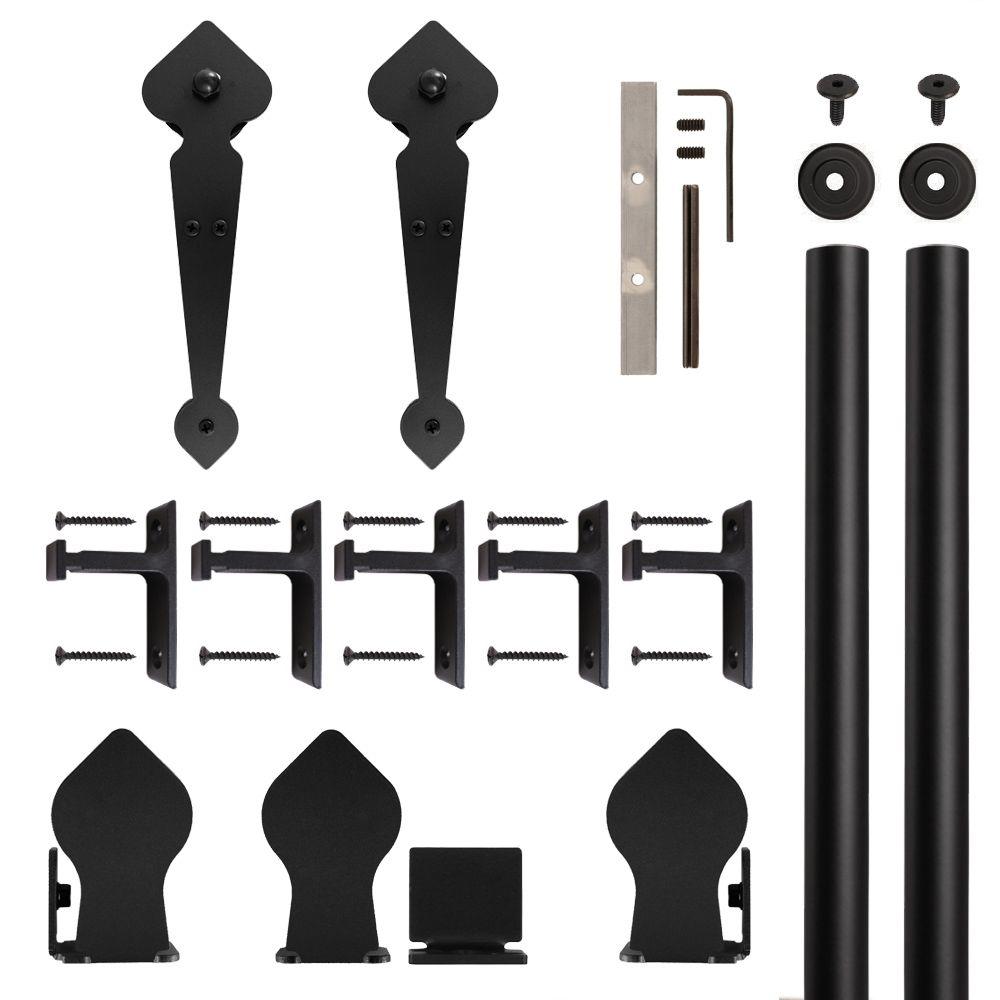 Quiet Glide Spade Non Hammered Black Rolling Door Hardware Kit For 1 Quiet Glide Spade Non Hammered Black Rolling Door Hardware Kit For 1