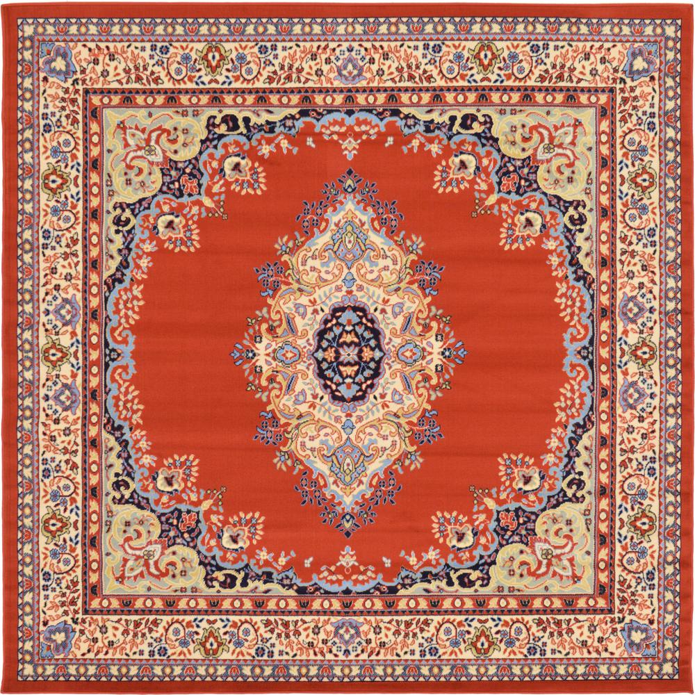 Unique Loom Mashad Terracotta 8 ft. x 8 ft. Square Rug3128758 The