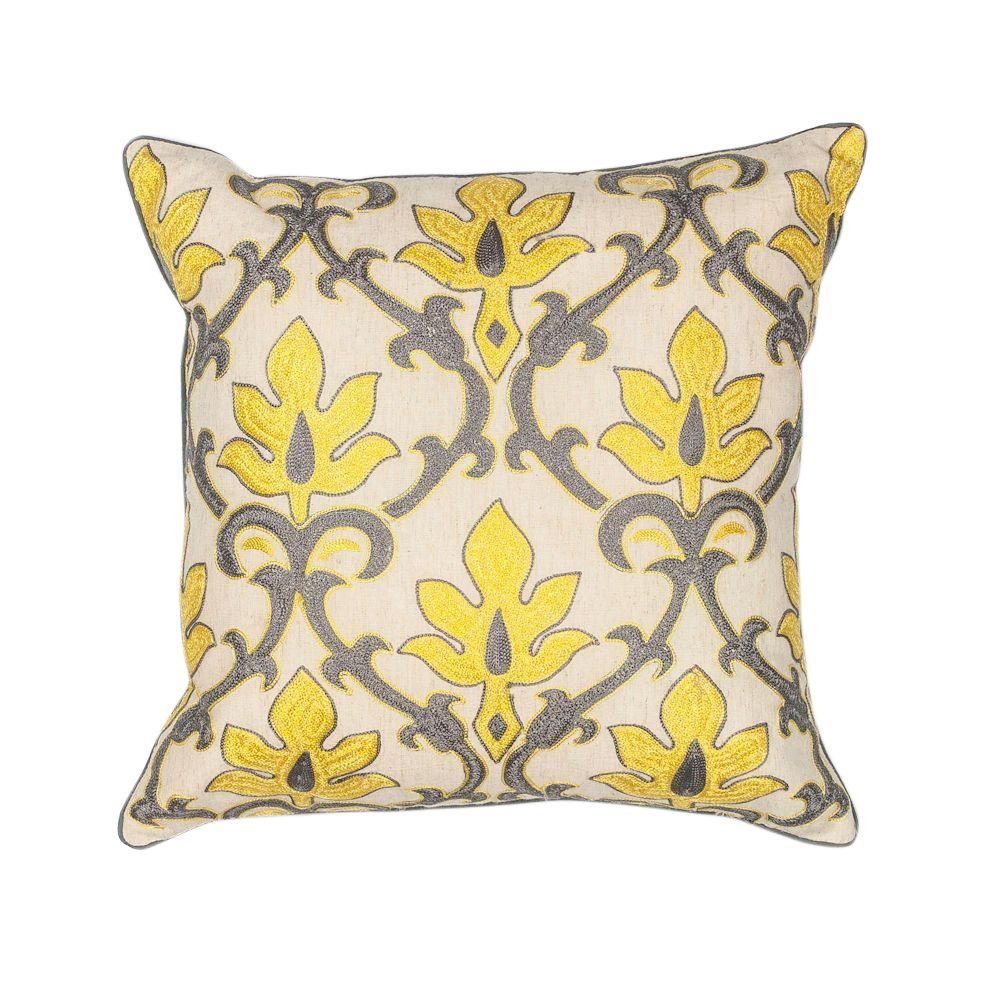 Kas Rugs Simple Scroll Yellow Grey Decorative Pillow Pill19618sq Kas Rugs Simple Scroll Yellow Grey Decorative Pillow