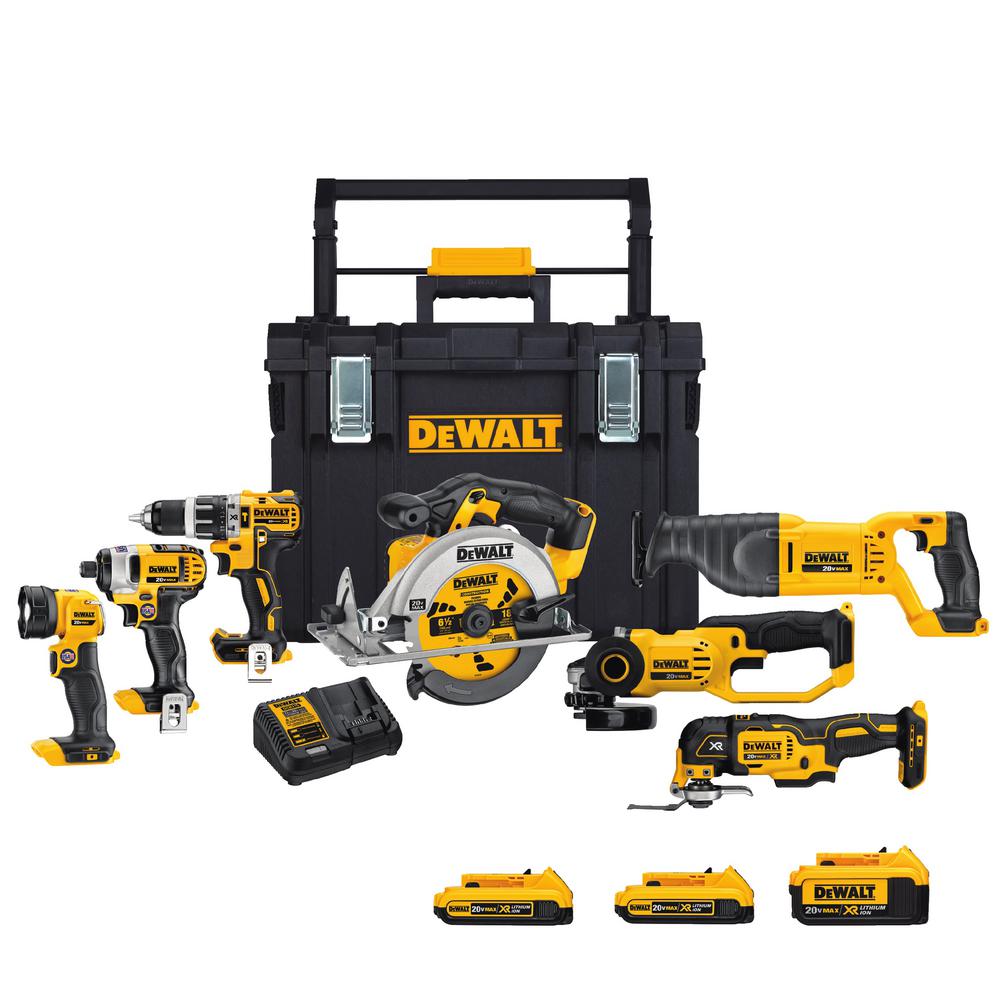 20-Volt MAX Lithium-Ion Cordless Combo Kit (7-Tool) with (1) 4Ah and (2) 2Ah Batteries in a Rolling ToughSystem Toolbox