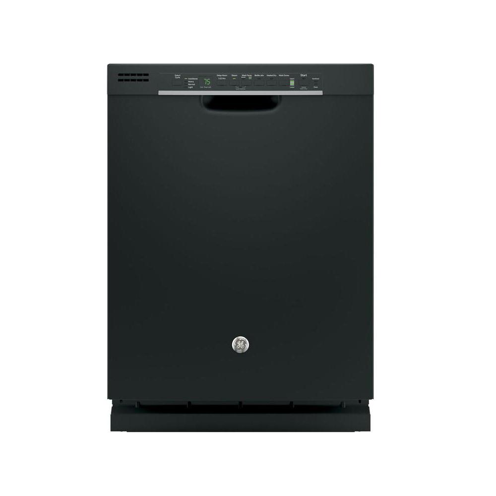 GE Front Control Dishwasher in Black with Steam PrewashGDF610PGJBB