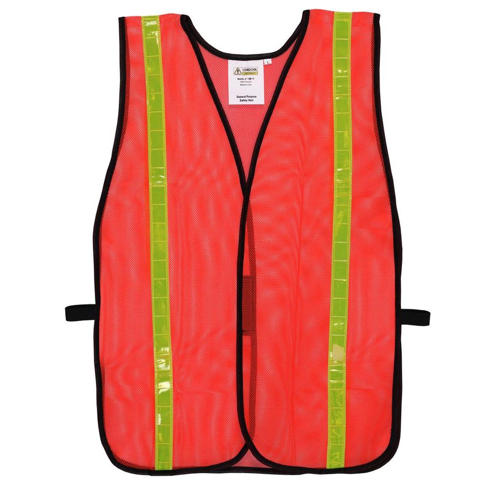Cordova High Visibility Orange Mesh Safety Vest (One Size Fits All)V110L The Home Depot
