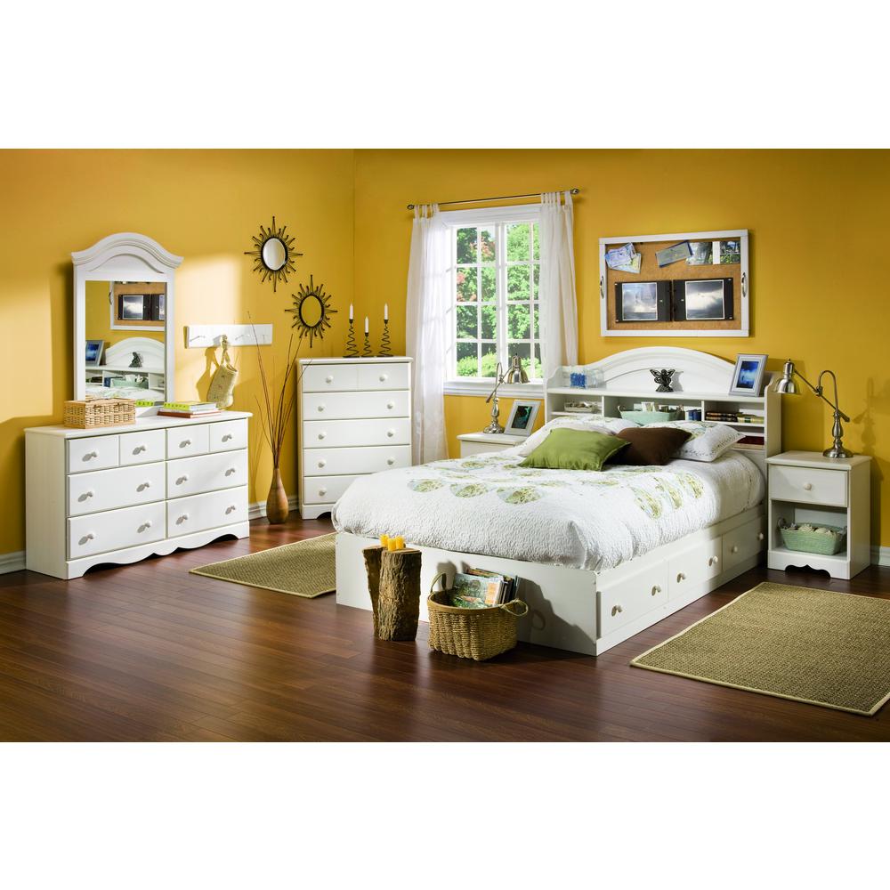 South Shore Summer Breeze 4 Piece White Wash Full Bedroom Set