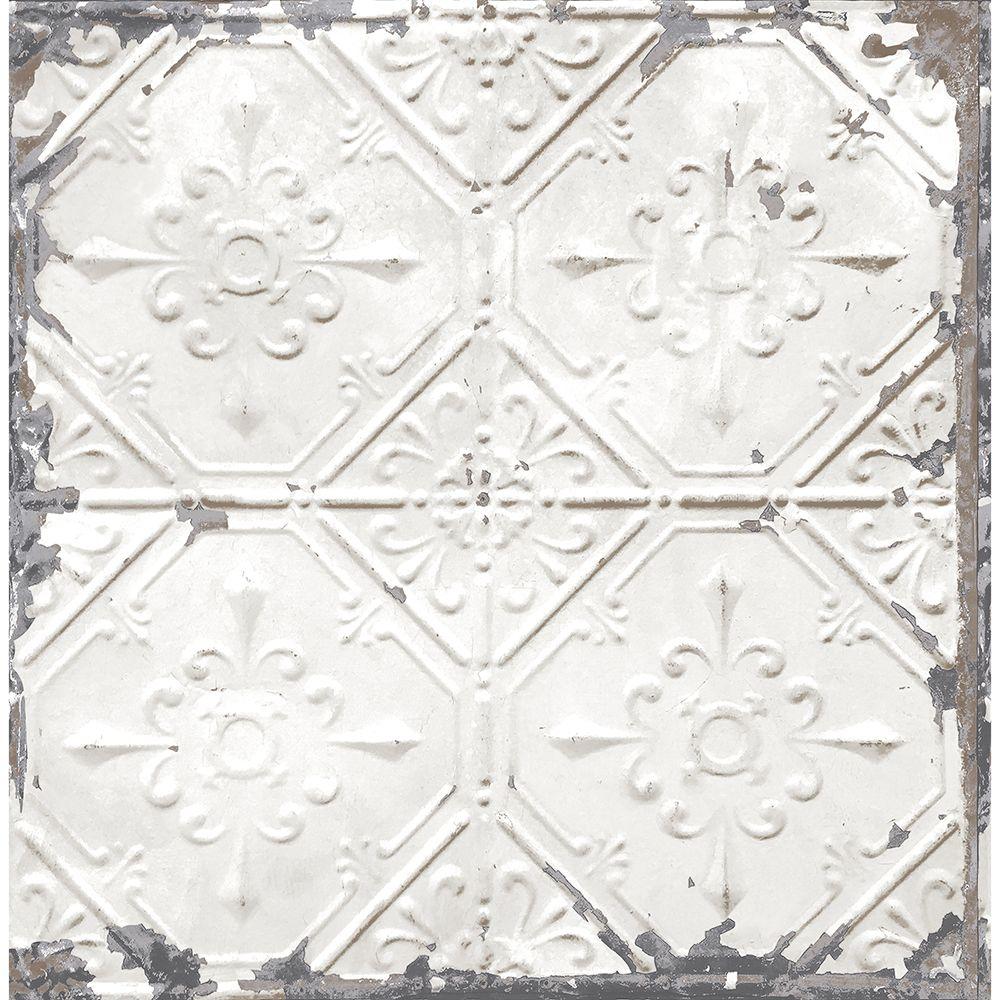 56 4 Sq Ft Donahue White Tin Ceiling Wallpaper