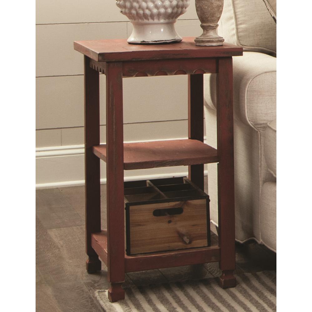 Alaterre Furniture Country Cottage Red Antique 2 Shelf End Table Alaterre Furniture Country Cottage Red Antique 2 Shelf End Table