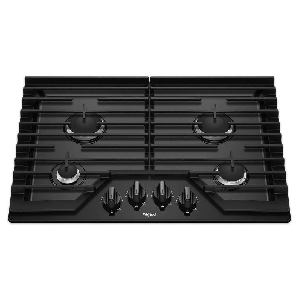 Whirlpool 30 In Gas Cooktop Black With 4 Burners And Ez 2 Lift 4