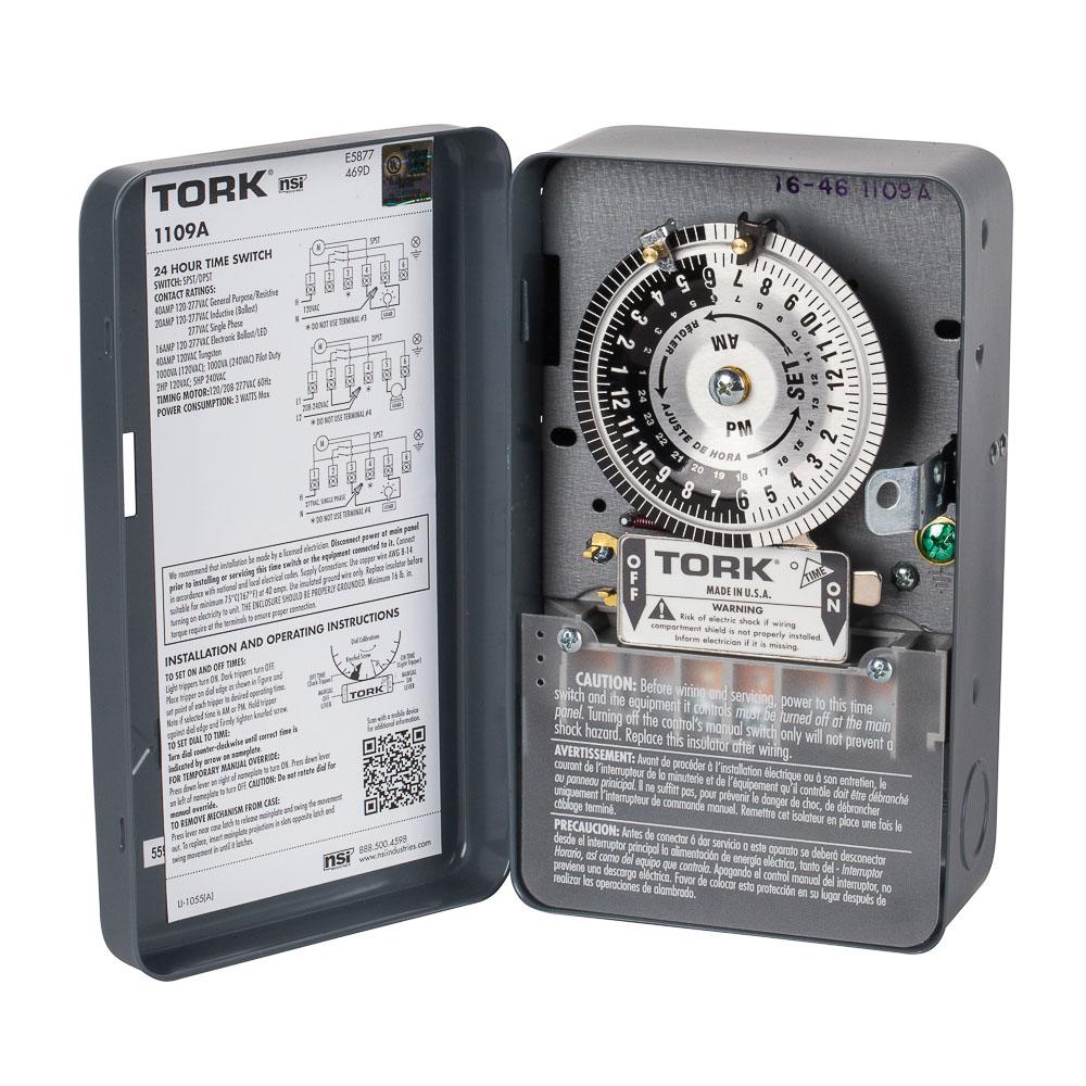 TORK 40 Amp 24-Hour Indoor Mechanical Timer Switch-1109A - The Home Depot