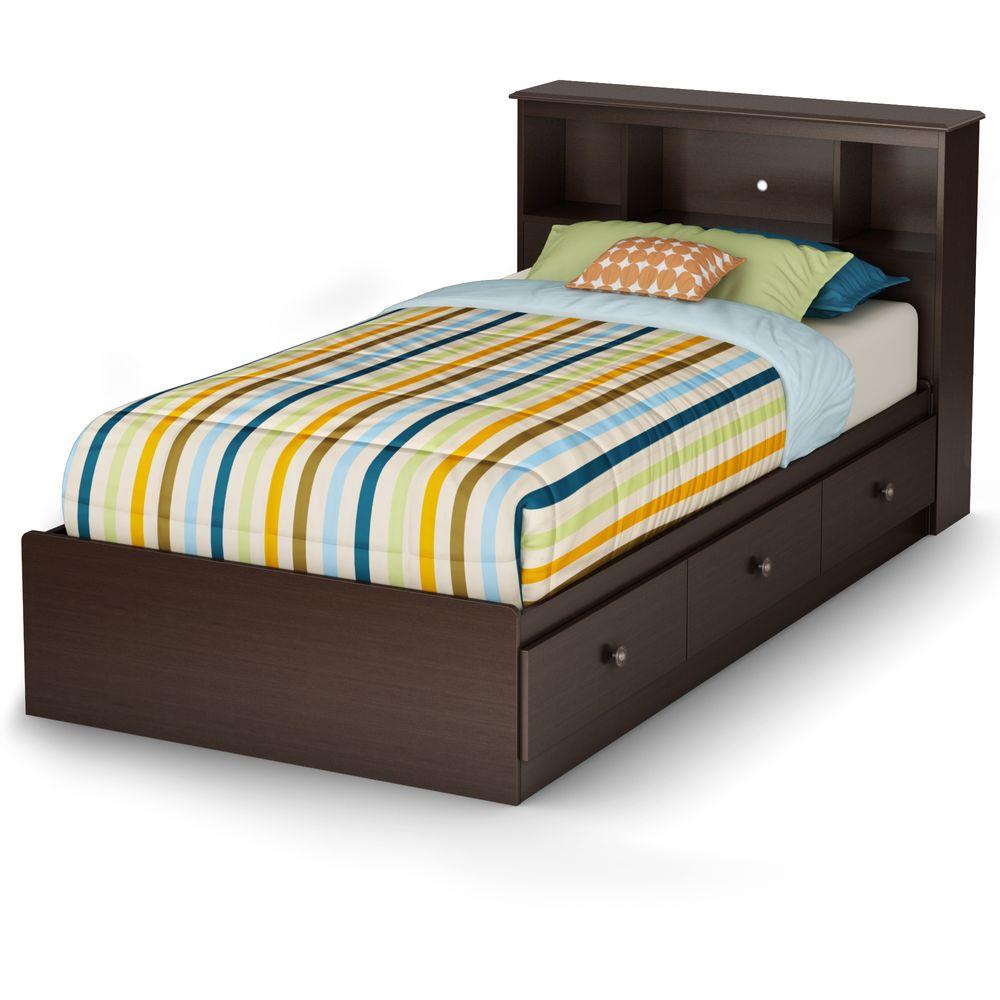 South Shore Zach Mates Bed with 3 Drawers, Chocolate