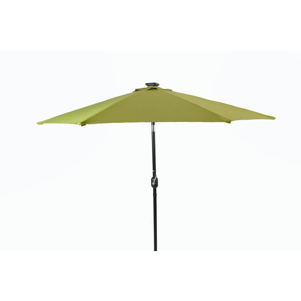 Trademark Innovations 8 Ft Deluxe Solar Powered Led Lighted Patio Umbrella In Light Green Led8 Ltgr The Home Depot