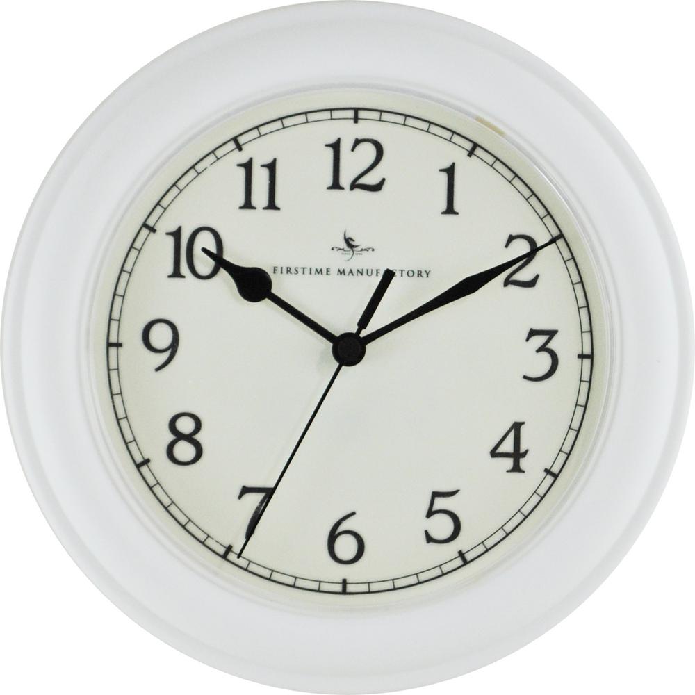 FirsTime 8.5 in. White Round Essential Wall Clock 10044 The Home Depot