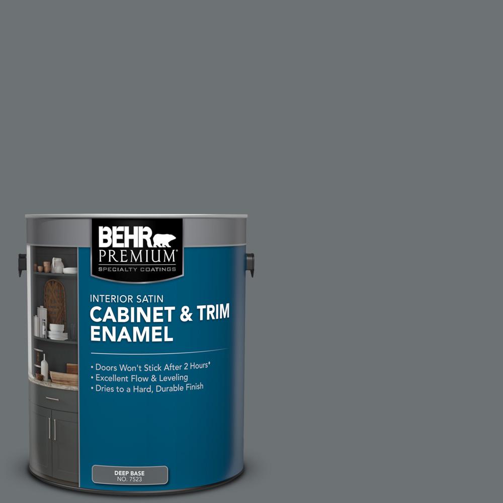 BEHR PREMIUM 1 gal. MQ528 Dawn Gray Satin Enamel Interior and Trim Paint752301 The