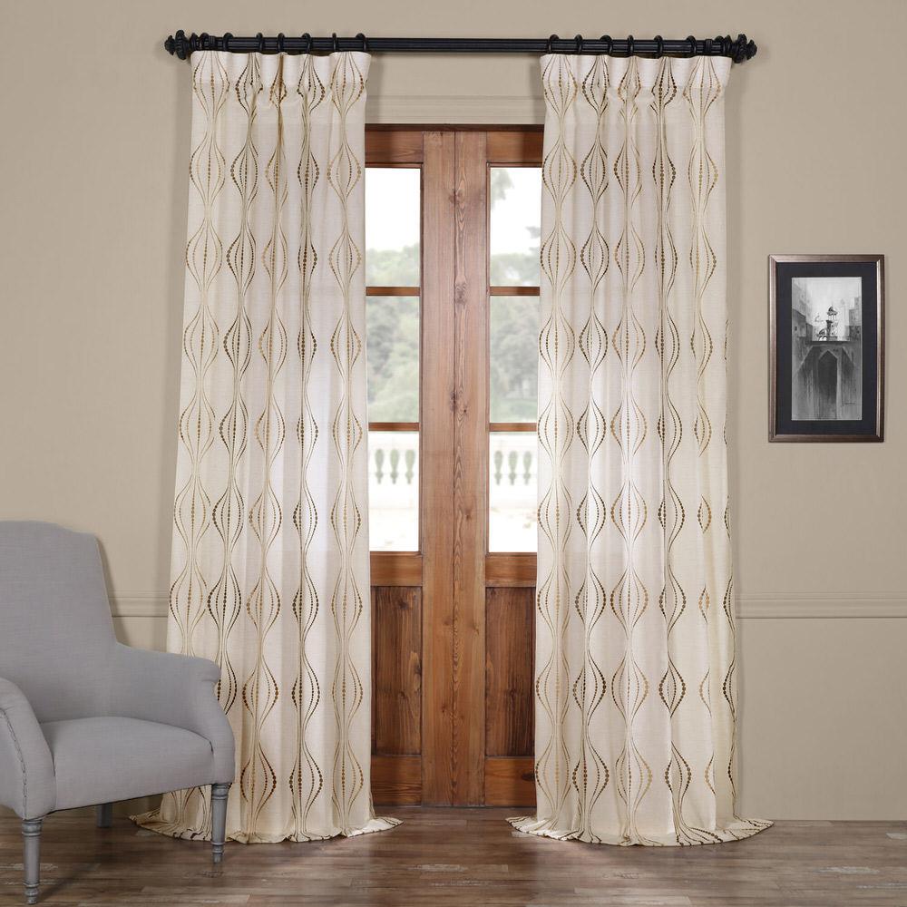 Exclusive Fabrics & Furnishings Suez Bronze Embroidered Faux Linen 