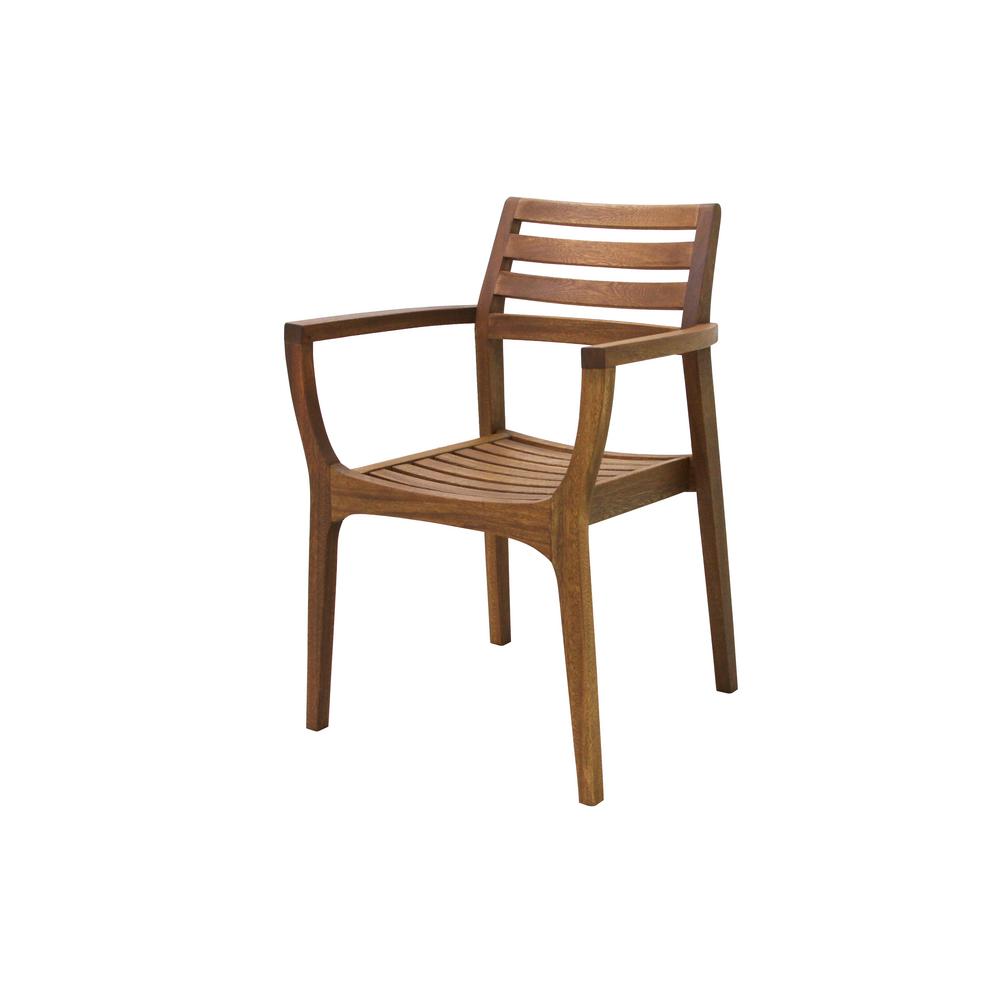 Outdoor Interiors Patio Furniture Outdoors The Home Depot Danish Stackable Eucalyptus Outdoor Dining Chair 4 Pack