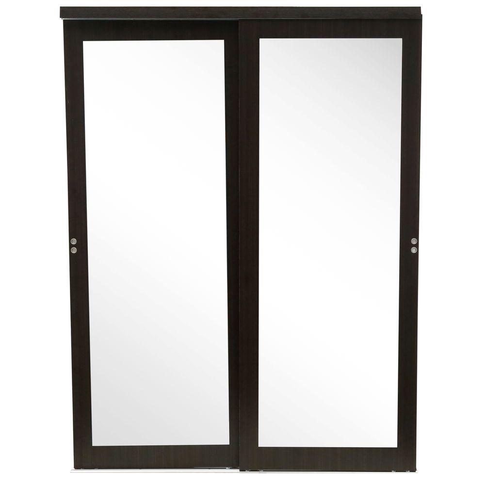 Impact Plus 72 In X 80 Mir Mel Mirror Solid Core Espresso Mdf Mir Mel Mirror Solid Core Espresso Mdf Interior Closet Sliding Door With Matching Trim Smm6068emm The Home Depot