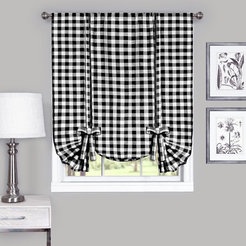 Black Achim Roman Shades The Home Depot L Black Horizontal Fabric Roman Shade