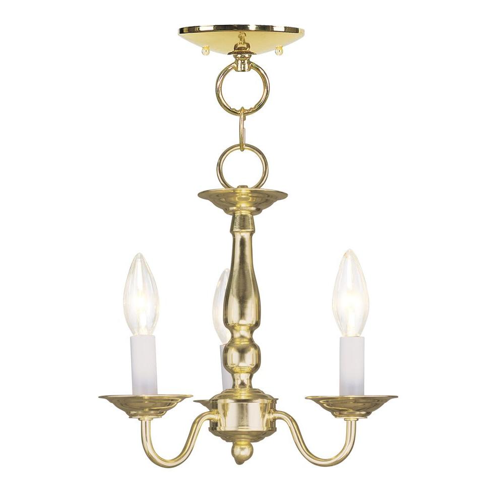 Livex Lighting 3 Light Polished Br Chandelier 5009 02 The Livex Lighting 3 Light Polished Br
