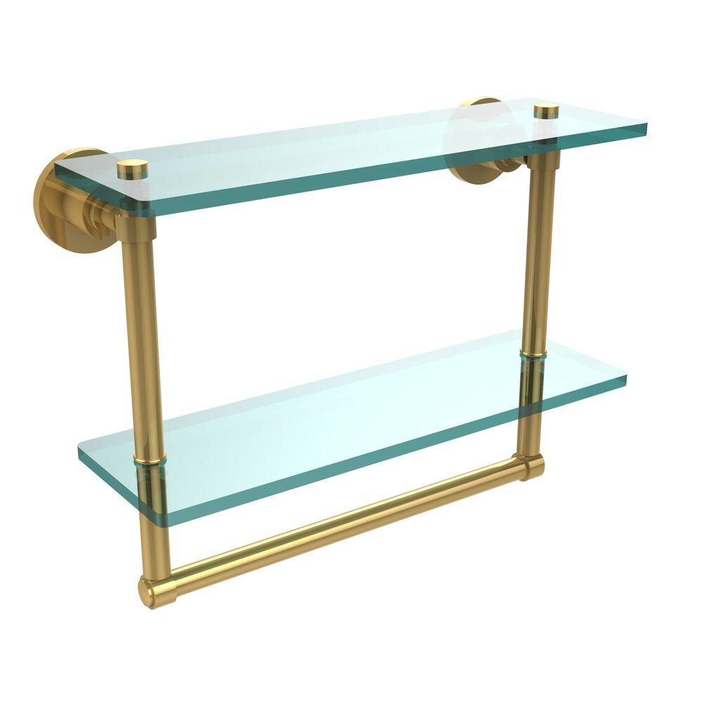 Allied Brass Washington Square 16 in. L x 12 in. H x 5 in. W 2Tier Clear Glass Bathroom Shelf
