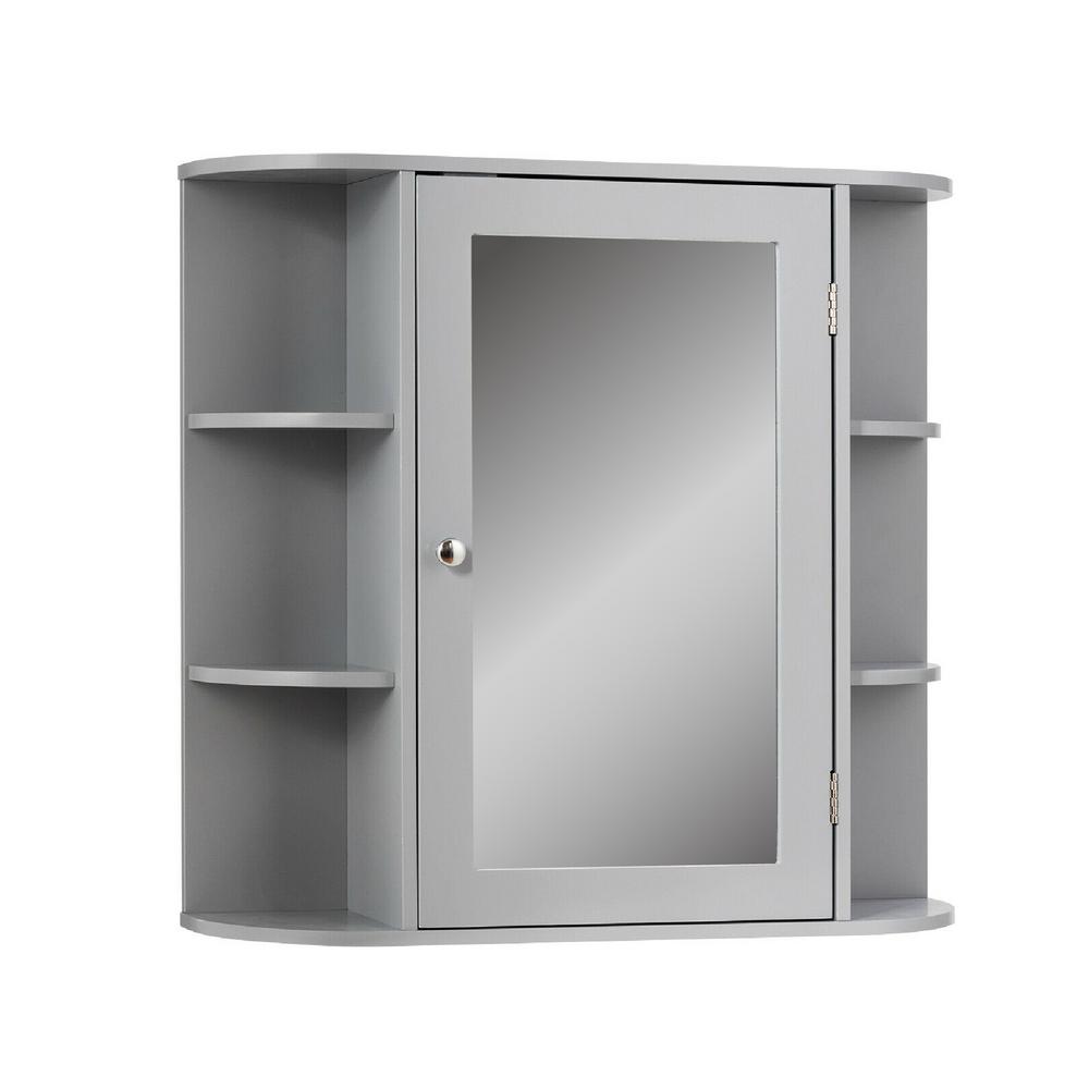 CASAINC 26 in. W Mount wall Bathroom Storage Wall with Mirror in NaturalHYMC01 The