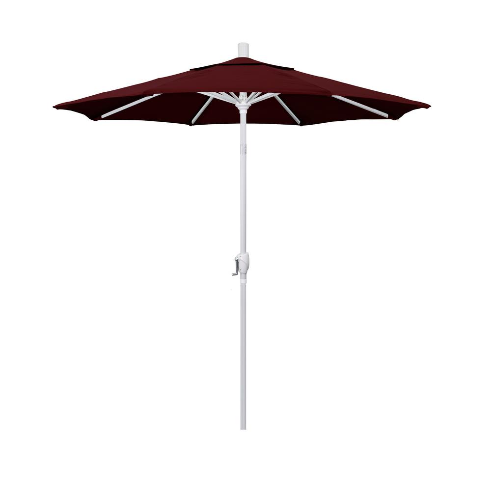 California Umbrella 7 5 Ft Matte White Aluminum Market Push Tilt Patio Umbrella In Burgundy Pacifica Gspt758170 Sa36 The Home Depot