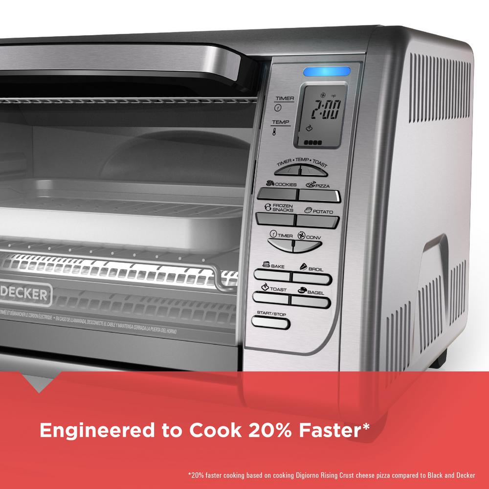BLACK+DECKER 1500 W 6Slice Stainless Steel Toaster Oven with Broiler