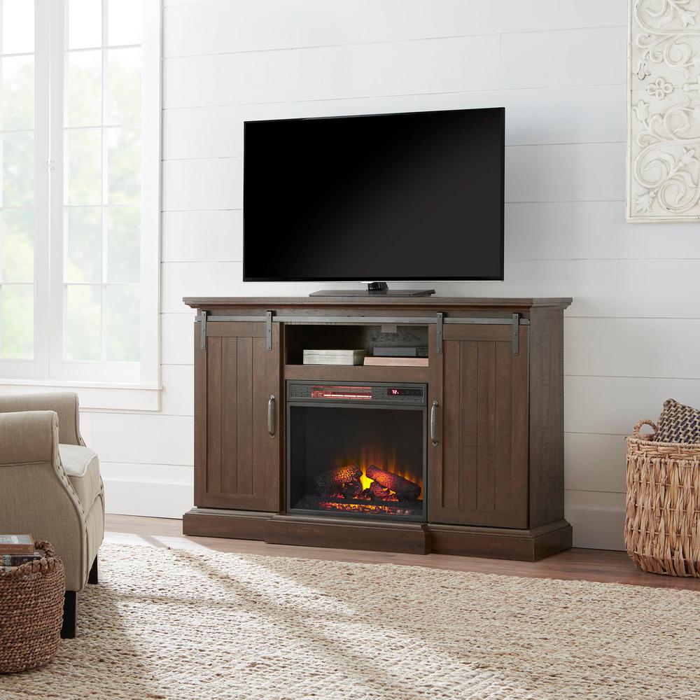 Walnut Fireplace Tv Stands Electric Fireplaces The Home Depot