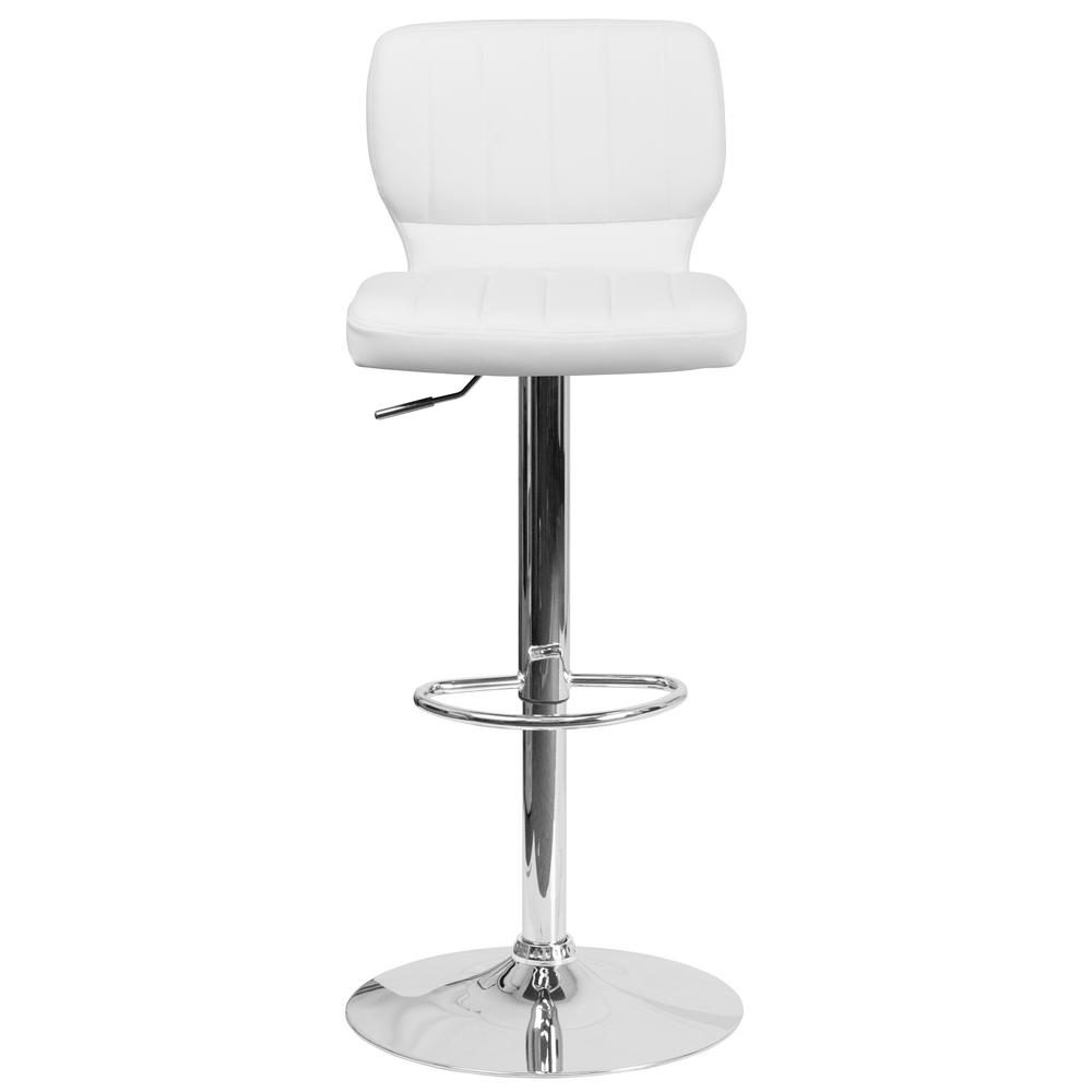 Flash Furniture Contemporary White Vinyl Adjustable Height Barstool with Chrome Base