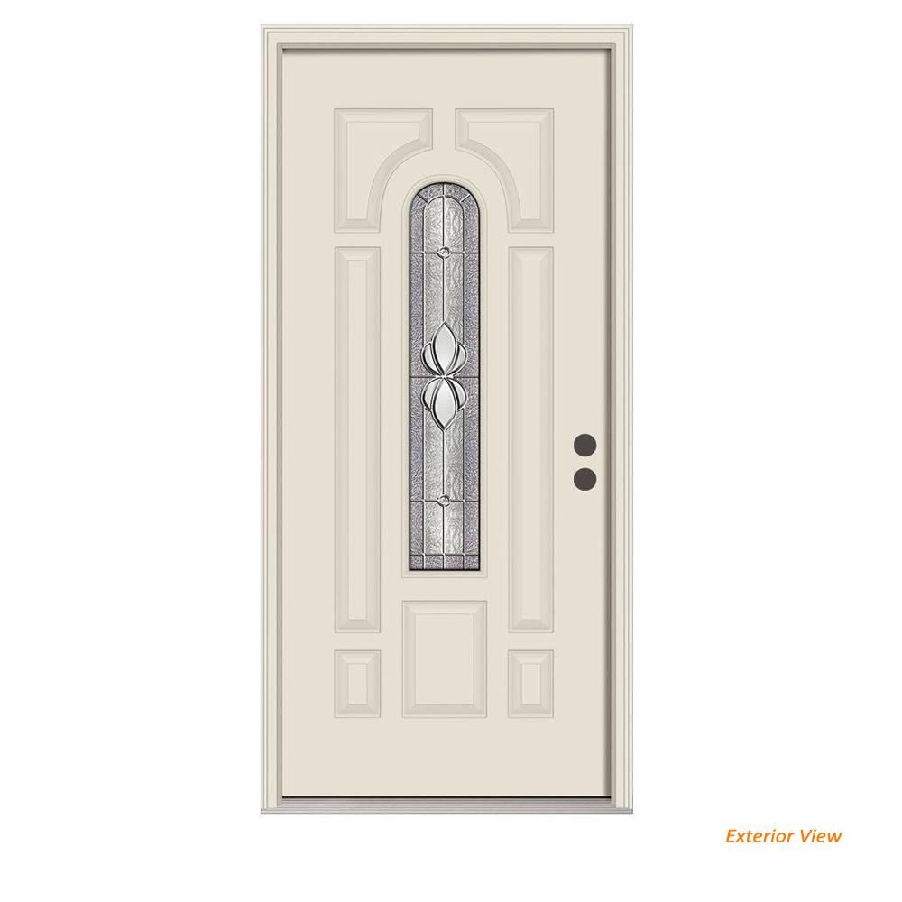Jeld Wen 36 In X 80 8 Panel Center Arch Langford Primed Steel 8 Panel Center Arch Langford Primed Steel Prehung Left Hand Inswing Front Door W Brickmould