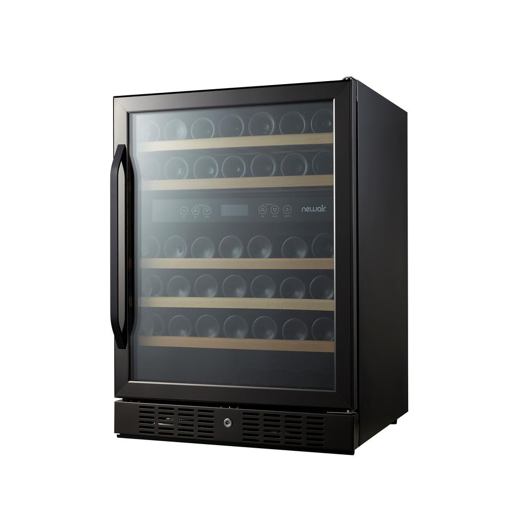 NewAir Dual Zone 46 Bottle Built-in Wine Cooler, Black Stainless Steel