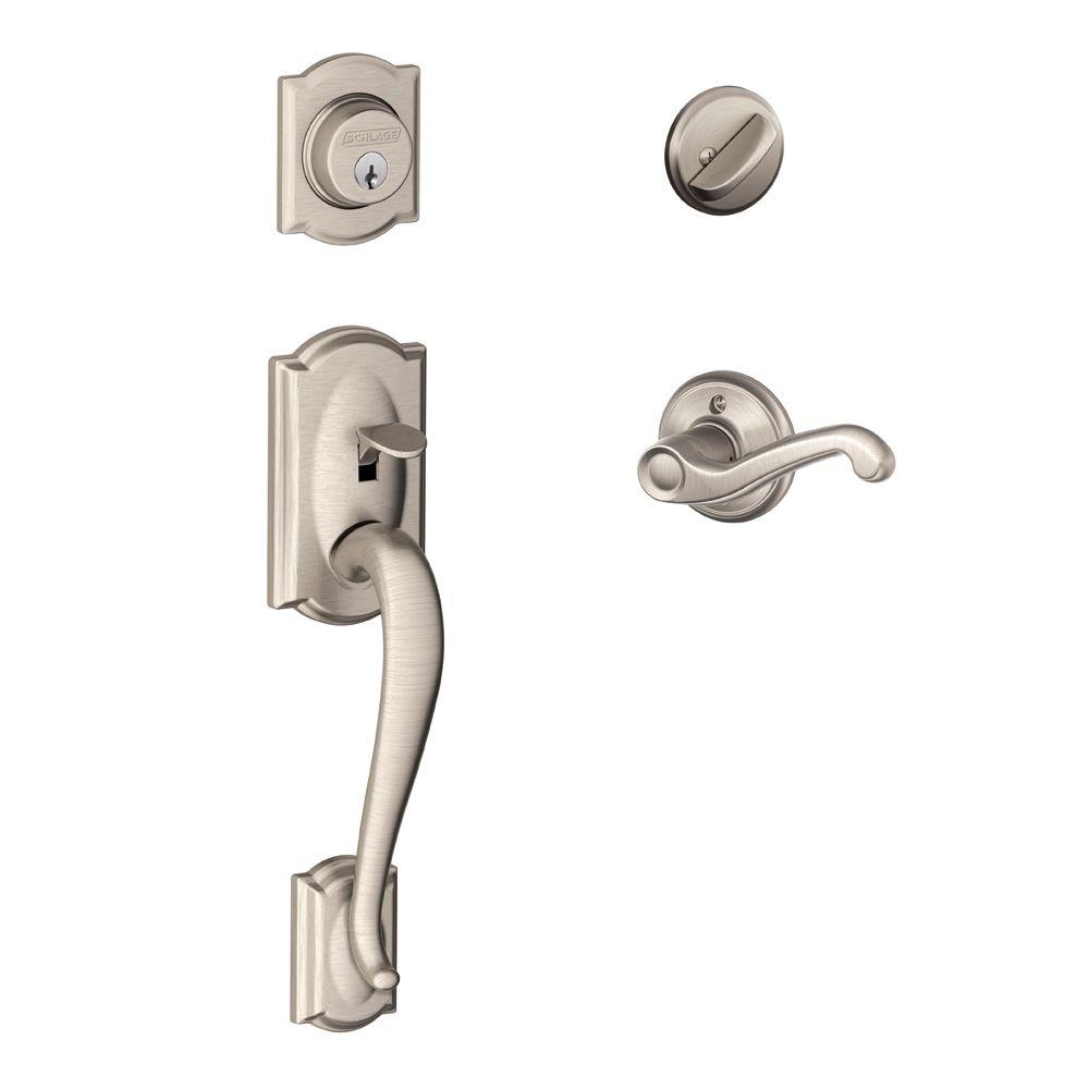 Schlage Satin Nickel Thumbturn Deadbolt with Exterior Plate-B81 619 ... Schlage Satin Nickel Thumbturn Deadbolt with Exterior Plate-B81 619 ...