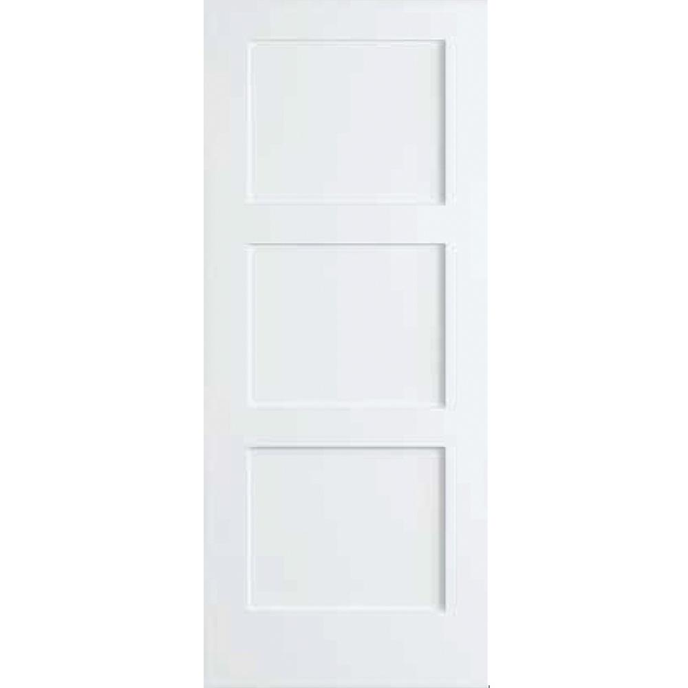 28 In X 80 In White 3 Panel Shaker Solid Core Wood Interior Door Slab