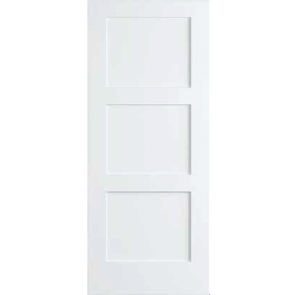 Kimberly Bay 30 In X 80 In White 3 Panel Shaker Solid Core Pine Interior Door Slab