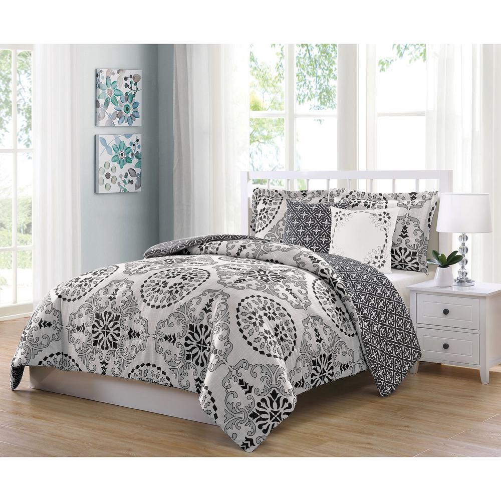 Bailey 5 Piece Gray Full Comforter Set Ymz008087 The Home Depot