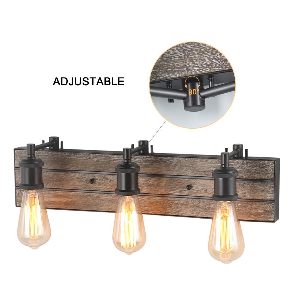 LNC 3-Light Adjustable Bronze Rustic Bathroom Vanity Light ...