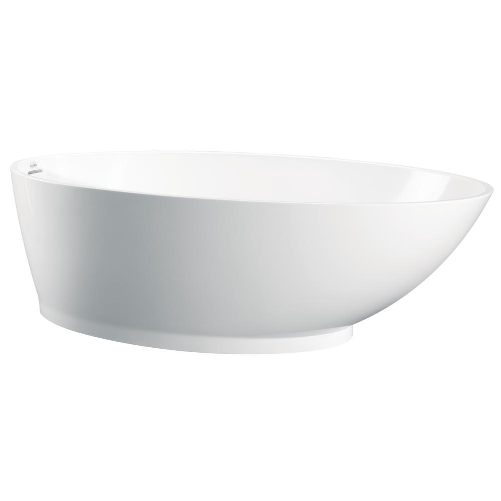 Renwil Ariel 69 in. Freestanding Solid Surface Resin Flatbottom NonWhirlpool Bathtub in White