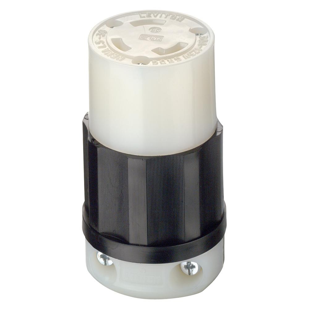 Leviton 30 Amp 125-Volt Locking Grounding Connector, Black/White