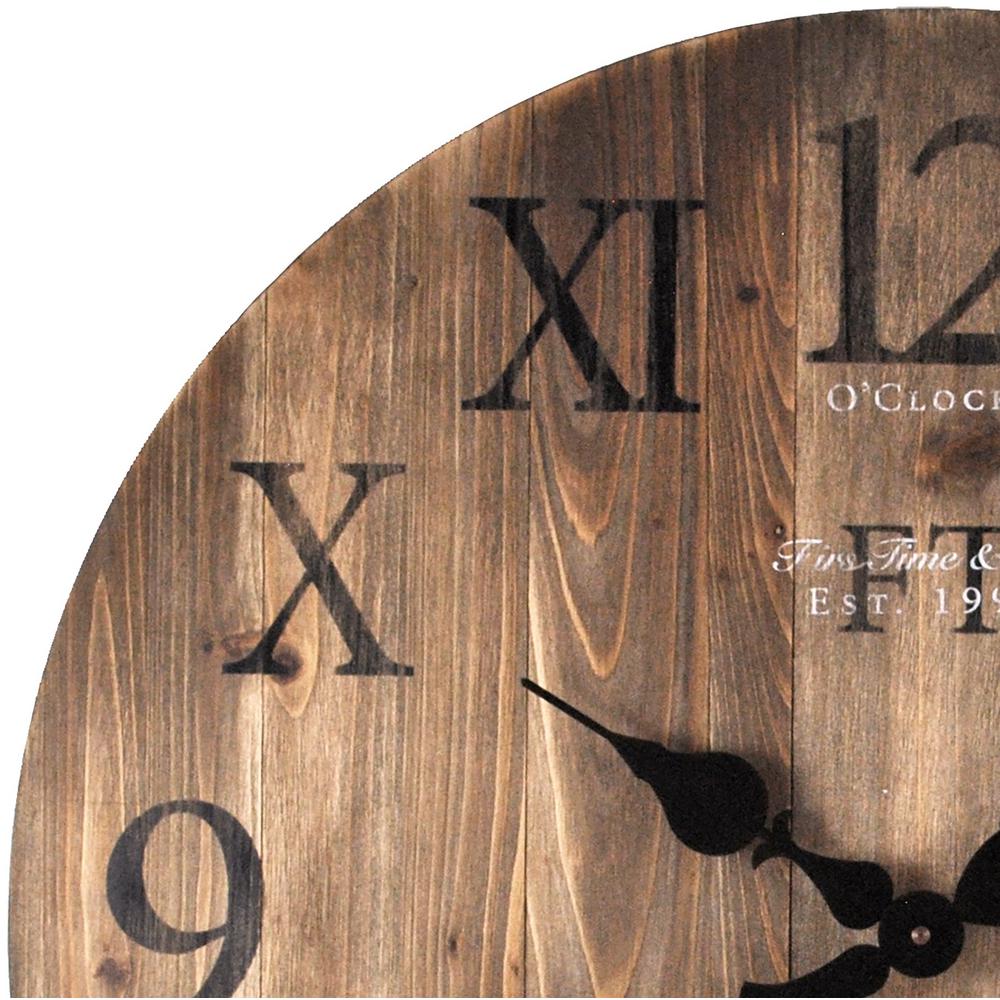 Firstime Rustic Weathered Barnwood Wall Clock Farmhouse Look Wipe Clean Home Décor Clocks - Rustic Barn Wood Wall Clock