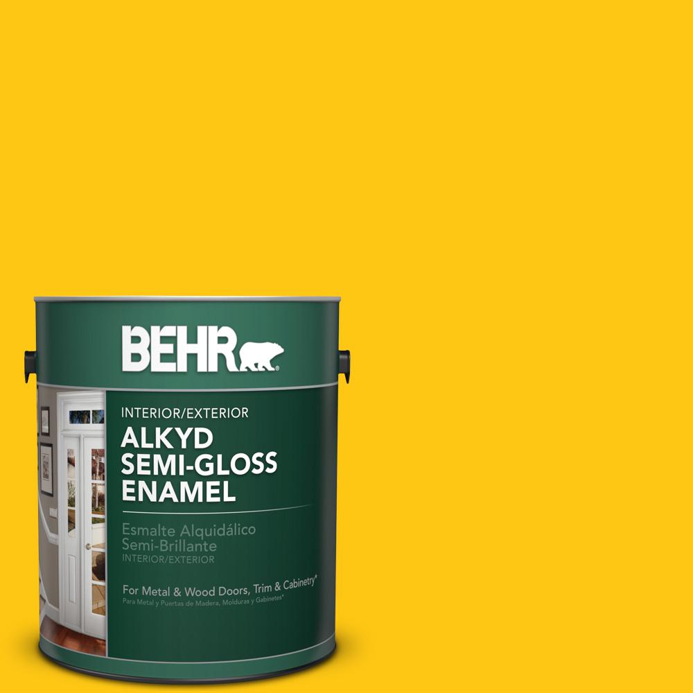 BEHR 1 gal. OSHA 6 Safety Yellow SemiGloss Enamel Alkyd Interior