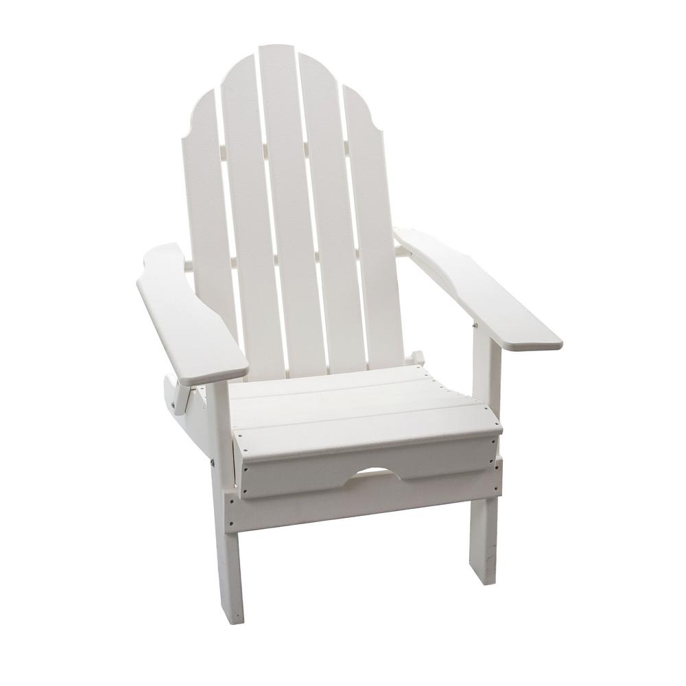 Unbranded White Outdoor Foldable Made Of Hdpe Plastic Resin Lumber Adirondack Chair Oe3830wt The Home Depot