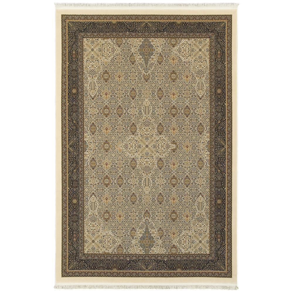Unbranded Mila Ivory/Dark Blue 10 ft. x 13 ft. Traditional Border Area Rug044035 The Home Depot