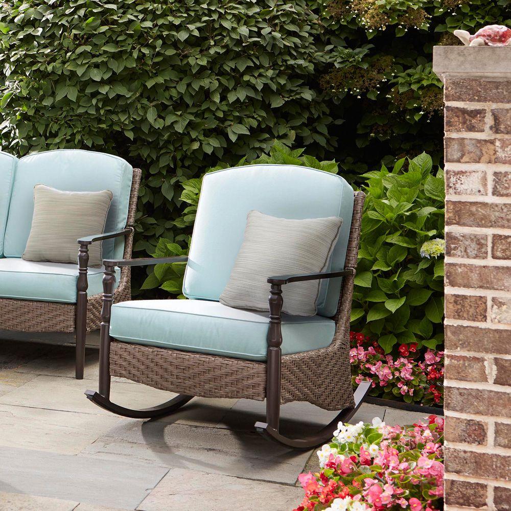 Rocking Chairs Patio The Home Depot Bolingbrook Rocking Wicker Outdoor Patio Chair
