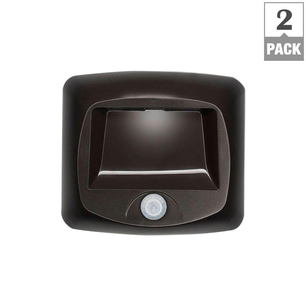 Motion Sensor Step And Stair Lighting The Home Depot Outdoor Wireless Motion Sensing Led Step Stair Light Brown 2 Pack