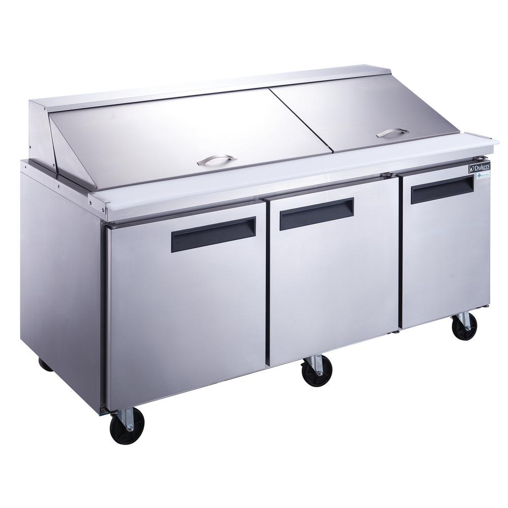 Dukers 72 In W 17 5 Cu Ft 3 Door Commercial Food Prep Table