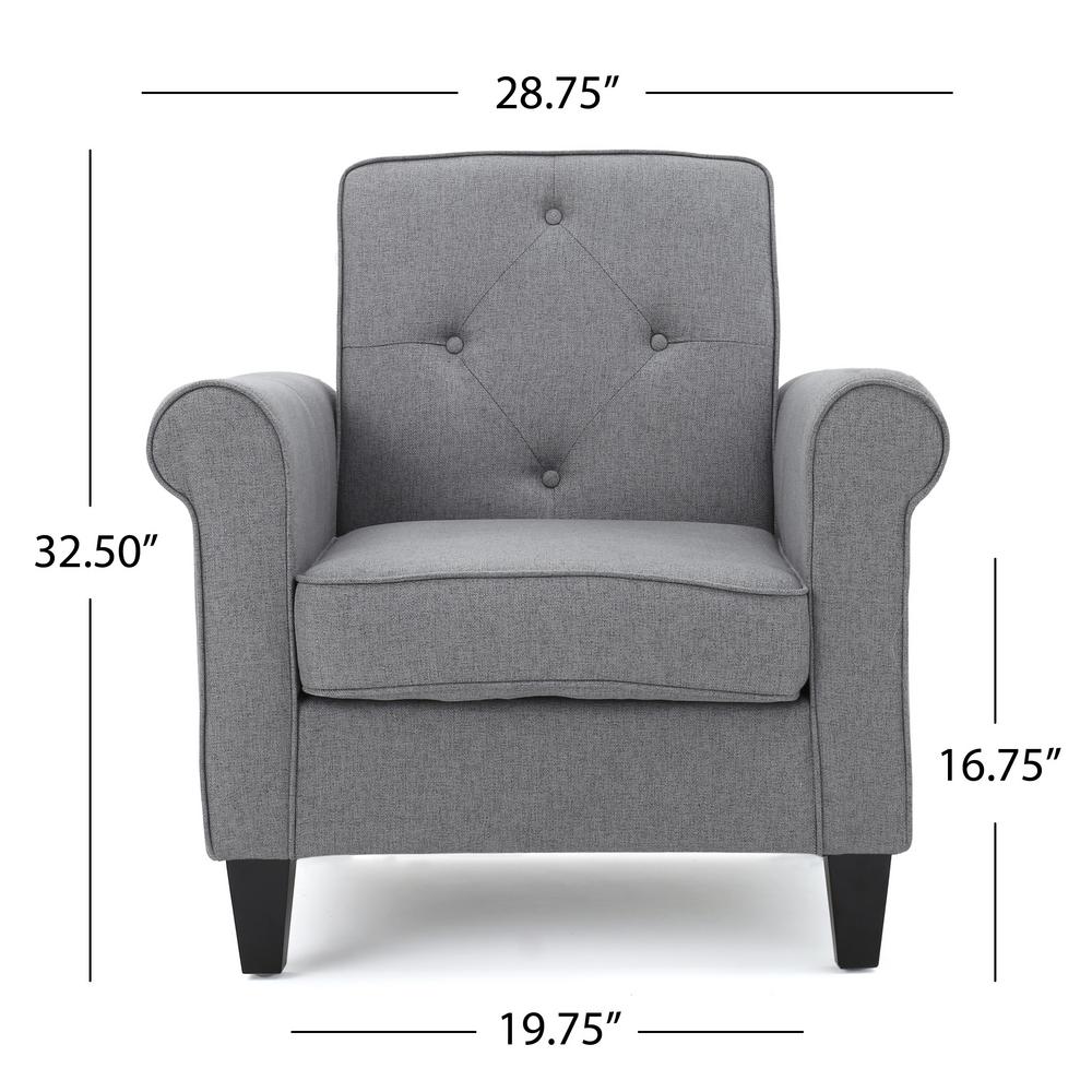 Noble House Isaac Grey Fabric Tufted Club Chair 11082 The