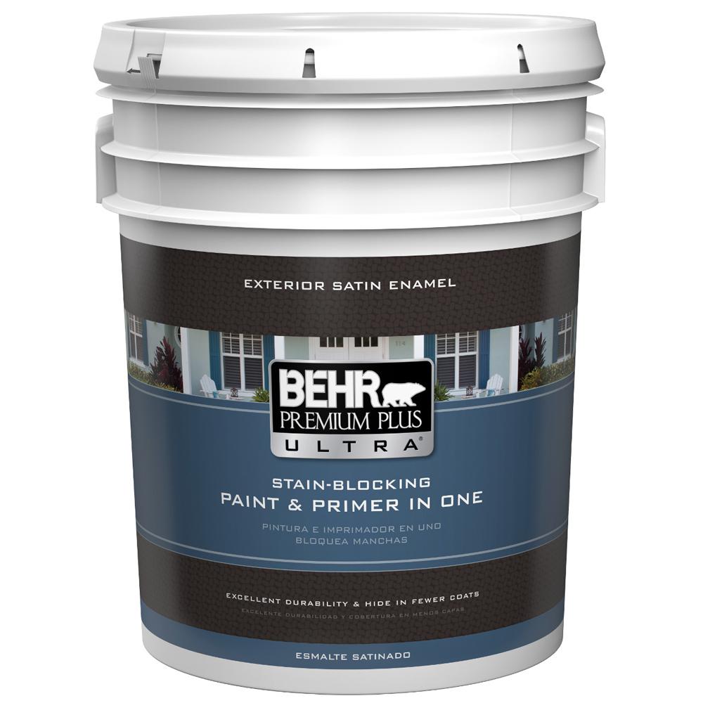 BEHR Premium Plus 1 gal. Ultra Pure White Semi-Gloss Enamel Zero ...