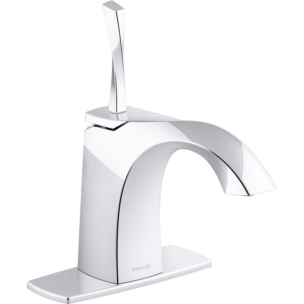 KOHLER Cursiva Single Hole SingleHandle Bathroom Faucet in Polished