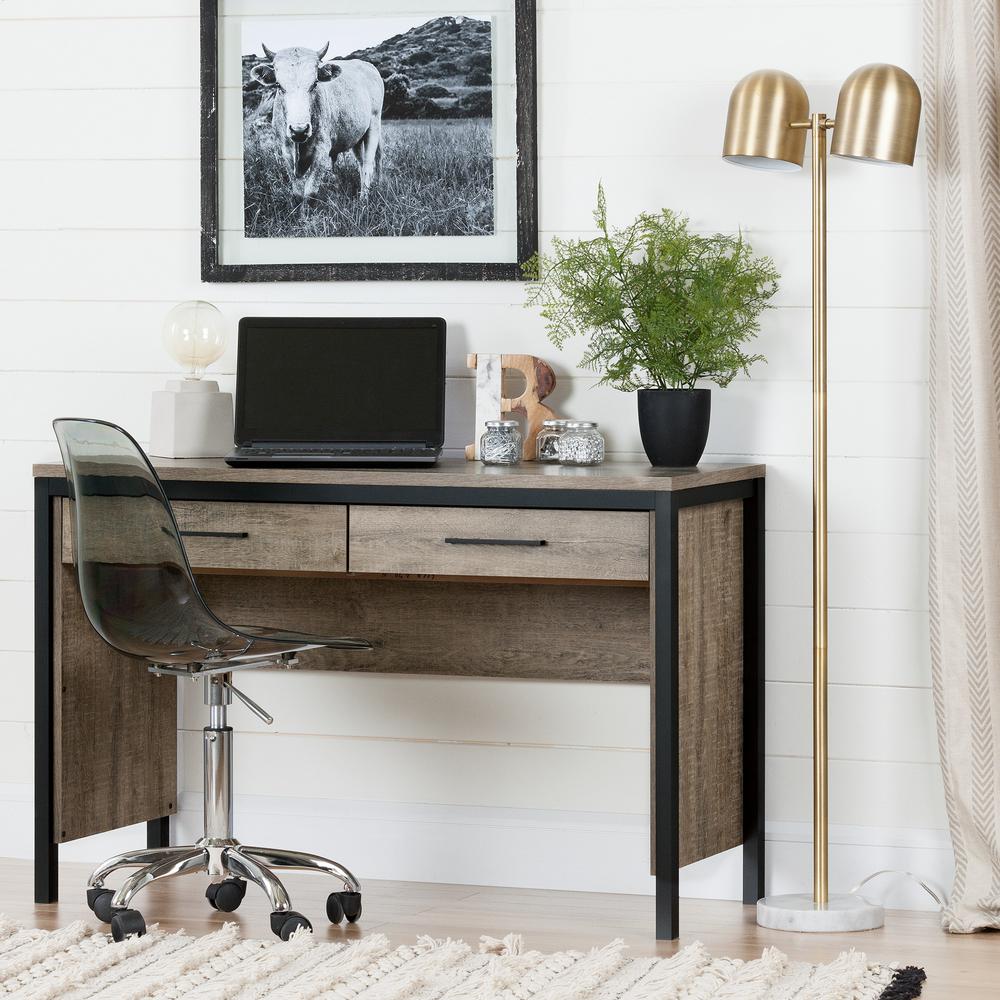 South Shore Munich Weathered Oak and Matte Black Desk10550 The Home