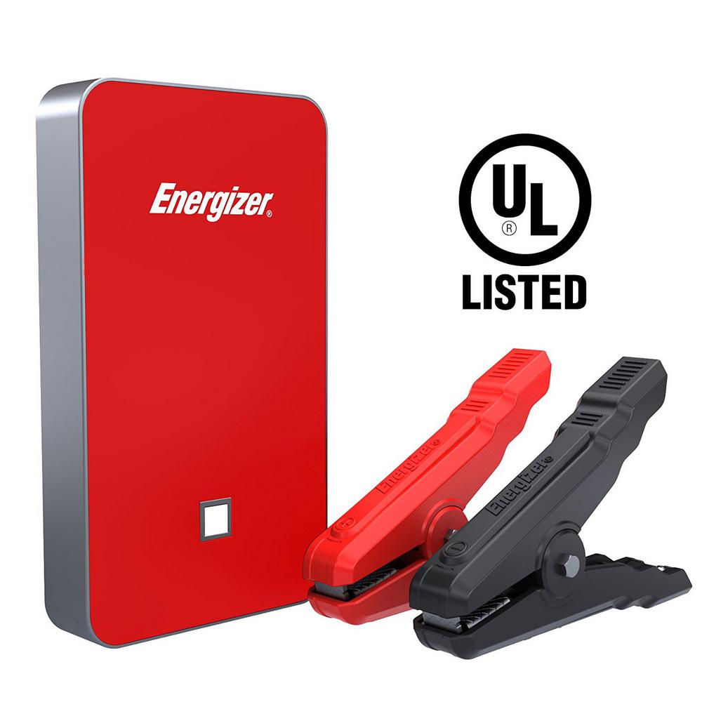 Energizer 7500mAh UL Listed Lithium Jump Starter + 2.4 Amp Power Bank USB charger in Red-ENX8K-R ...