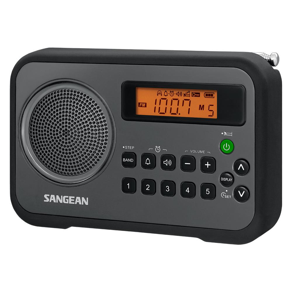 Sangean AM/FM/ Stereo Portable Digital Radio Alarm Clock with Protective Bumper by Sangean