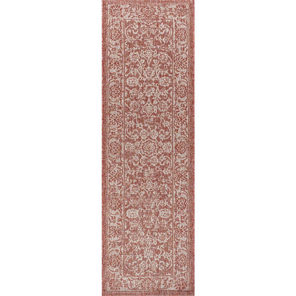 JONATHAN Y Red/Taupe 2 ft. x 8 ft. Tela Bohemian Textured Weave Floral