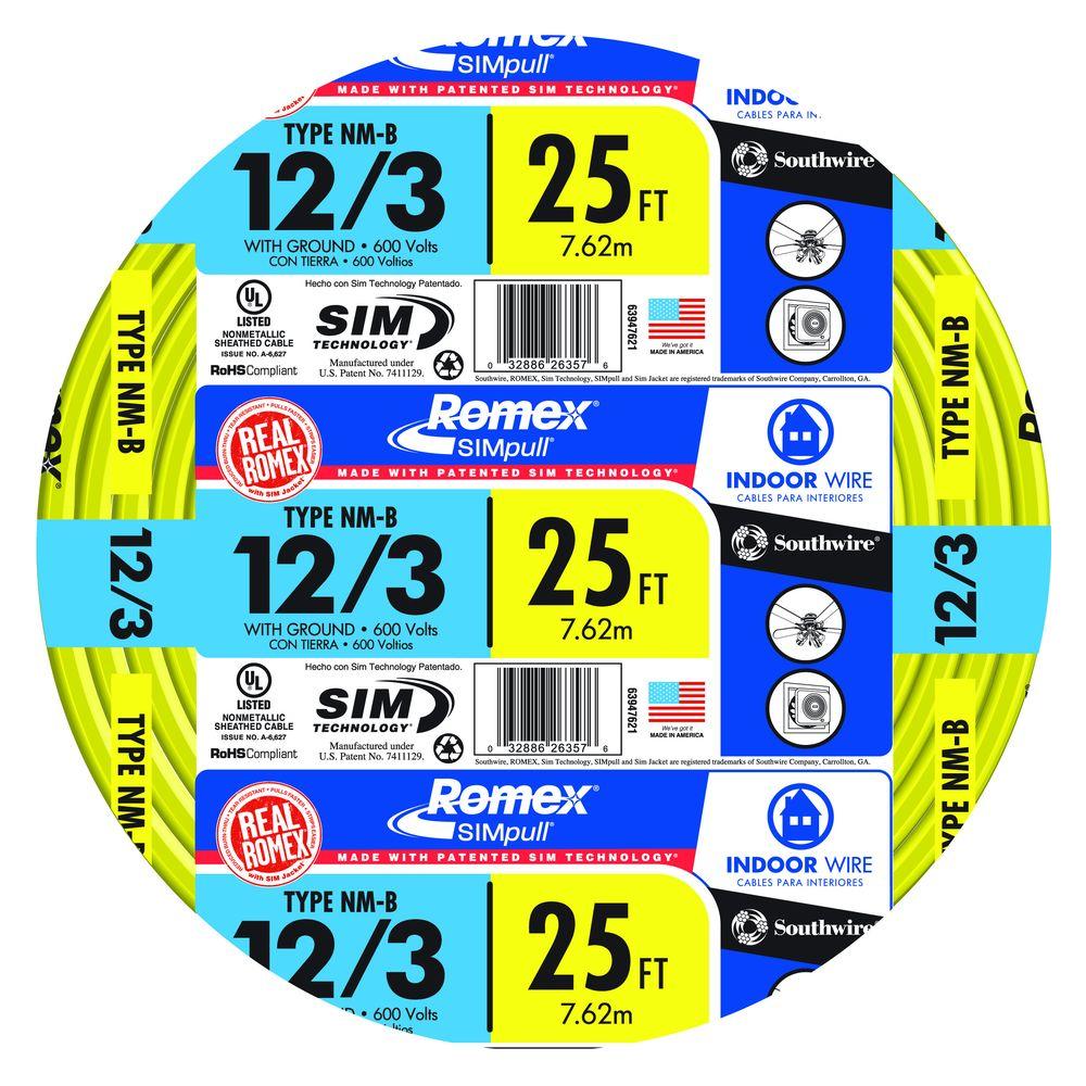 Southwire 100 ft. 12/2 Solid Romex SIMpull CU NM-B W/G Wire ...